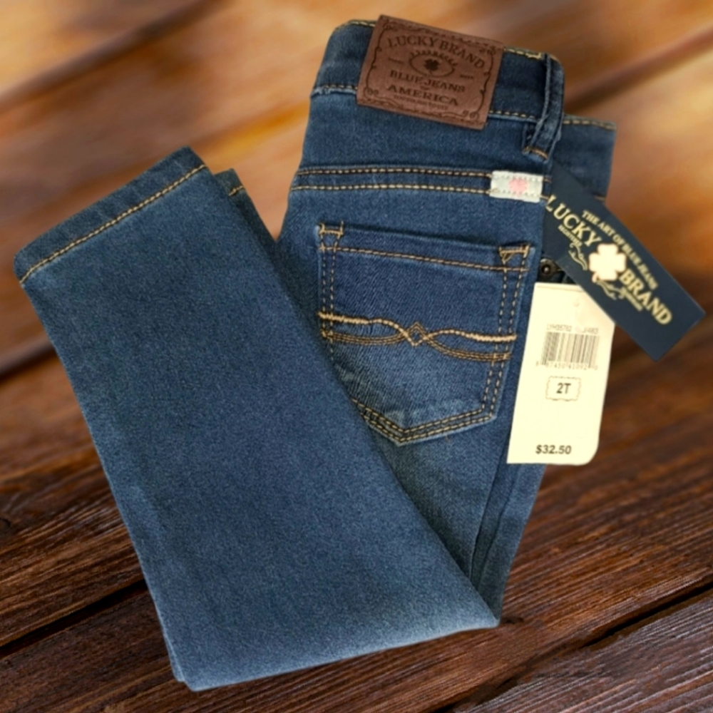 NWT Lucky Brand Girls Blue Jeans Toddler Size 2T